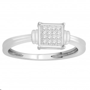 Sterling Silver Natural Diamond Accent Engagement Ring - Handcrafted By Name My Rings™