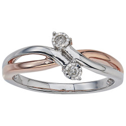 Two-tone Silver Diamond Accent 2-stone Promise Ring by Ever One - Handcrafted By Name My Rings™