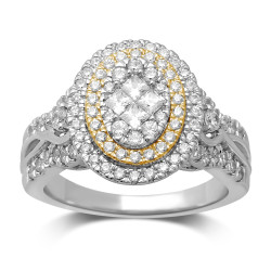 Two-Tone Gold 1 1/2ct TDW Diamond Engagement Ring - Handcrafted By Name My Rings™