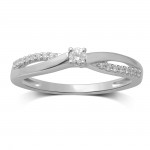 White Gold 1/6ct TDW Diamond Round Center Engagement Ring - Handcrafted By Name My Rings™