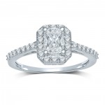 White Gold 3/4ct TDW Emerald 'Cushella Love Cuts' Diamond Halo Engagement Ring - Handcrafted By Name My Rings™