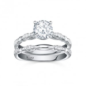 Valina White Gold 1 1/5ct TDW Round-cut Diamond 2-piece Bridal Ring Set - Handcrafted By Name My Rings™