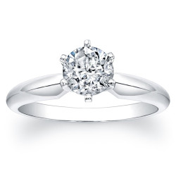 White Gold Certified 1ct TDW 6-Prong Diamond Engagement Solitaire Ring - Handcrafted By Name My Rings™