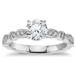 Vintage Round Diamond Engagement Ring White Gold 3/4ct TDW - Handcrafted By Name My Rings™
