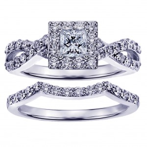 White Gold 1 1/6ct Braided Princess-cut Diamond Engagement Wedding Band Set - Handcrafted By Name My Rings™