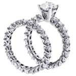 White Gold 4.5ct TDW Round Diamond Clarity Enhanced Bridal Ring Set - Handcrafted By Name My Rings™