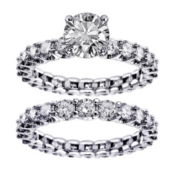 White Gold 4.5ct TDW Round Diamond Clarity Enhanced Bridal Ring Set - Handcrafted By Name My Rings™