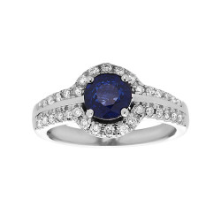 White Gold Sapphire Diamond Ring - Handcrafted By Name My Rings™