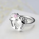 Personalised Engraved Baby Feet Ring with Birthstone - Handcrafted By Name My Rings™