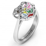 Personalised Encased in Love Caged Hearts Ring with Ski Tip Band - Handcrafted By Name My Rings™