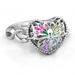 Personalised Butterfly Caged Hearts Ring with Infinity Band - Handcrafted By Name My Rings™