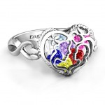 Personalised Mother and Child Caged Hearts Ring with Infinity Band - Handcrafted By Name My Rings™