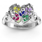 Personalised Family Tree Caged Hearts Ring with Infinity Band - Handcrafted By Name My Rings™