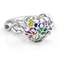 Personalised Family Tree Caged Hearts Ring with Infinity Band - Handcrafted By Name My Rings™