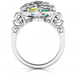 Personalised Family Tree Caged Hearts Ring with Butterfly Wings Band - Handcrafted By Name My Rings™