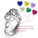 Personalised Cursive Mom Caged Hearts Ring with Infinity Band - Handcrafted By Name My Rings™