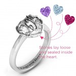 Personalised 2015 Petite Caged Hearts Ring with Classic Band - Handcrafted By Name My Rings™