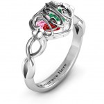 Personalised 2015 Petite Caged Hearts Ring with Infinity Band - Handcrafted By Name My Rings™