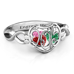 Personalised 2015 Petite Caged Hearts Ring with Infinity Band - Handcrafted By Name My Rings™