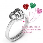 Personalised 2016 Petite Caged Hearts Ring with Classic Band - Handcrafted By Name My Rings™