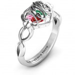 Personalised 2016 Petite Caged Hearts Ring with Infinity Band - Handcrafted By Name My Rings™