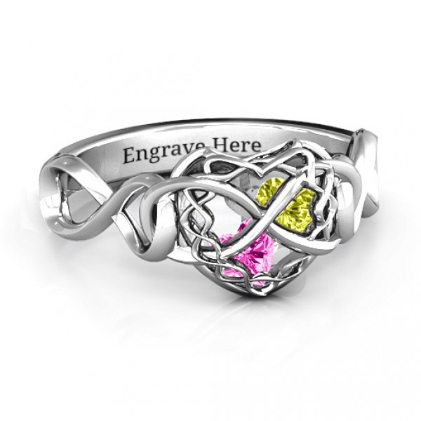 Personalised My Infinite Love Caged Hearts Ring - Handcrafted By Name My Rings™
