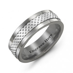 Personalised Men's Tungsten Mesh Inlay Band Ring - Handcrafted By Name My Rings™