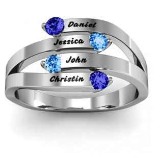 Personalised Connection Interwoven Stones Ring - Handcrafted By Name My Rings™