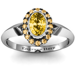 Personalised Royal Bezel Set Oval Cluster Ring - Handcrafted By Name My Rings™