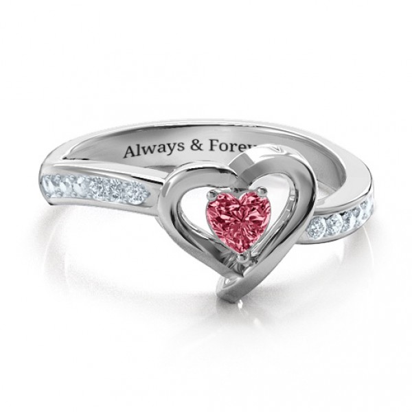 Personalised Falling For You Accented Heart Ring - Handcrafted By Name My Rings™