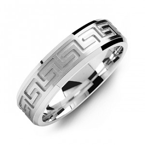 Personalised Greek Key Eternity Grooved Men's Ring - Handcrafted By Name My Rings™