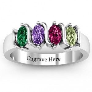 Personalised 25 Oval Stones Ring - Handcrafted By Name My Rings™