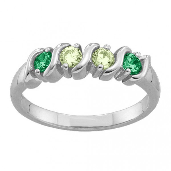 Personalised 26 Gemstones SCurve Ring - Handcrafted By Name My Rings™