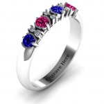 Personalised 36 Stone Circular Half Bezel and Twin Accent Ring - Handcrafted By Name My Rings™