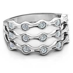 Personalised 3 Row Fashion Wave Ring - Handcrafted By Name My Rings™