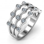 Personalised 3 Row Fashion Wave Ring - Handcrafted By Name My Rings™
