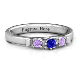 Personalised 3Stone Ring with Heart Gallery - Handcrafted By Name My Rings™