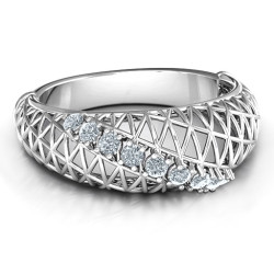 Personalised 9 Stone Geometric Mesh Ring - Handcrafted By Name My Rings™