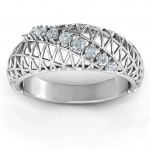 Personalised 9 Stone Geometric Mesh Ring - Handcrafted By Name My Rings™