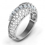 Personalised 9 Stone Geometric Mesh Ring - Handcrafted By Name My Rings™