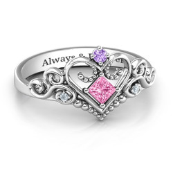 Personalised Fairytale Princess Tiara Ring with Blue Topaz  Stones - Handcrafted By Name My Rings™