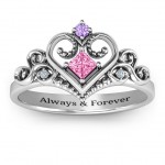 Personalised Fairytale Princess Tiara Ring with Blue Topaz  Stones - Handcrafted By Name My Rings™