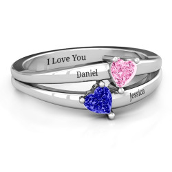 Personalised Twin Hearts Ring - Handcrafted By Name My Rings™