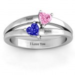 Personalised Twin Hearts Ring - Handcrafted By Name My Rings™