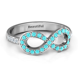 Personalised Accented Infinity Ring with Shoulder Stones - Handcrafted By Name My Rings™