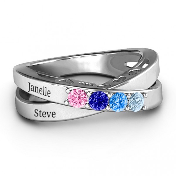 Personalised Across My Heart 4Stone Ring - Handcrafted By Name My Rings™