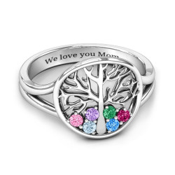 Personalised Always Around Love 6 Stone Family Tree Ring - Handcrafted By Name My Rings™