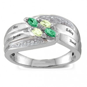 Personalised Angled 26 Marquise Ring - Handcrafted By Name My Rings™