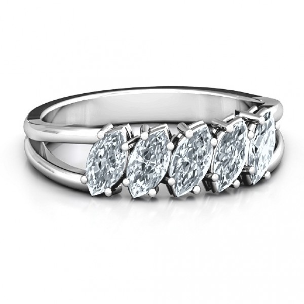 Personalised Angled Marquise Ring - Handcrafted By Name My Rings™