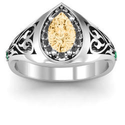 Personalised Aphrodite Ring with Side Gems - Handcrafted By Name My Rings™
